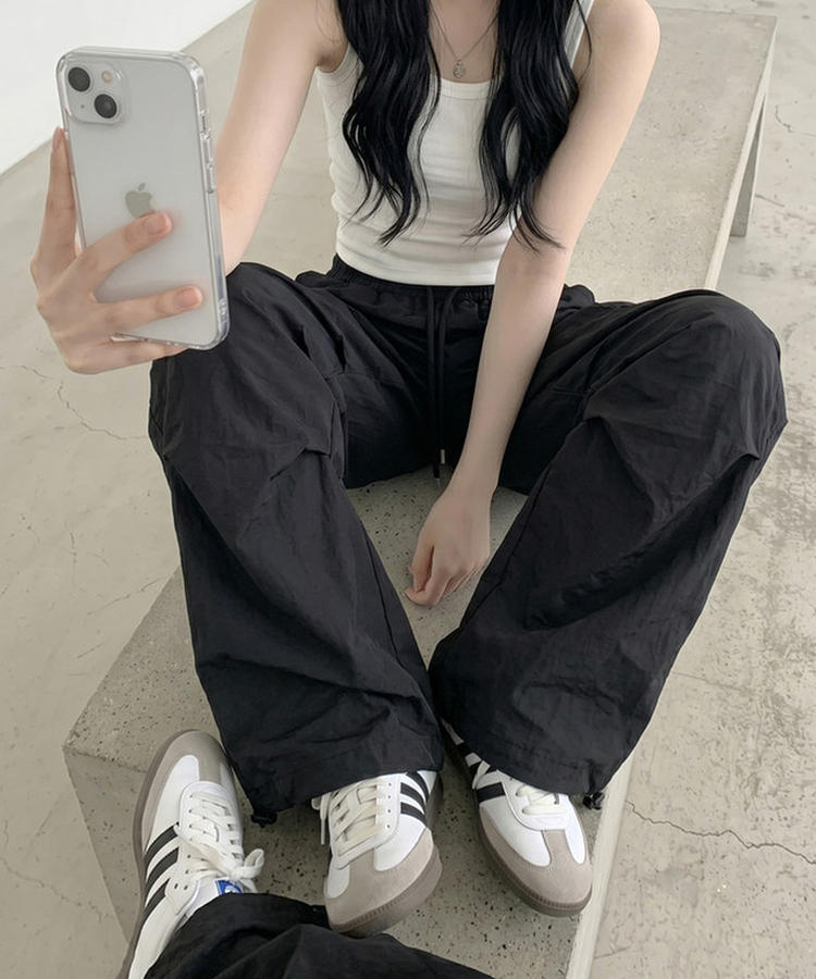 【丈別】バンディングパラシュートパンツ BLACK