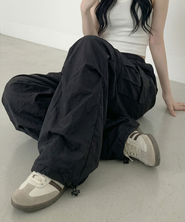 【丈別】バンディングパラシュートパンツ BLACK