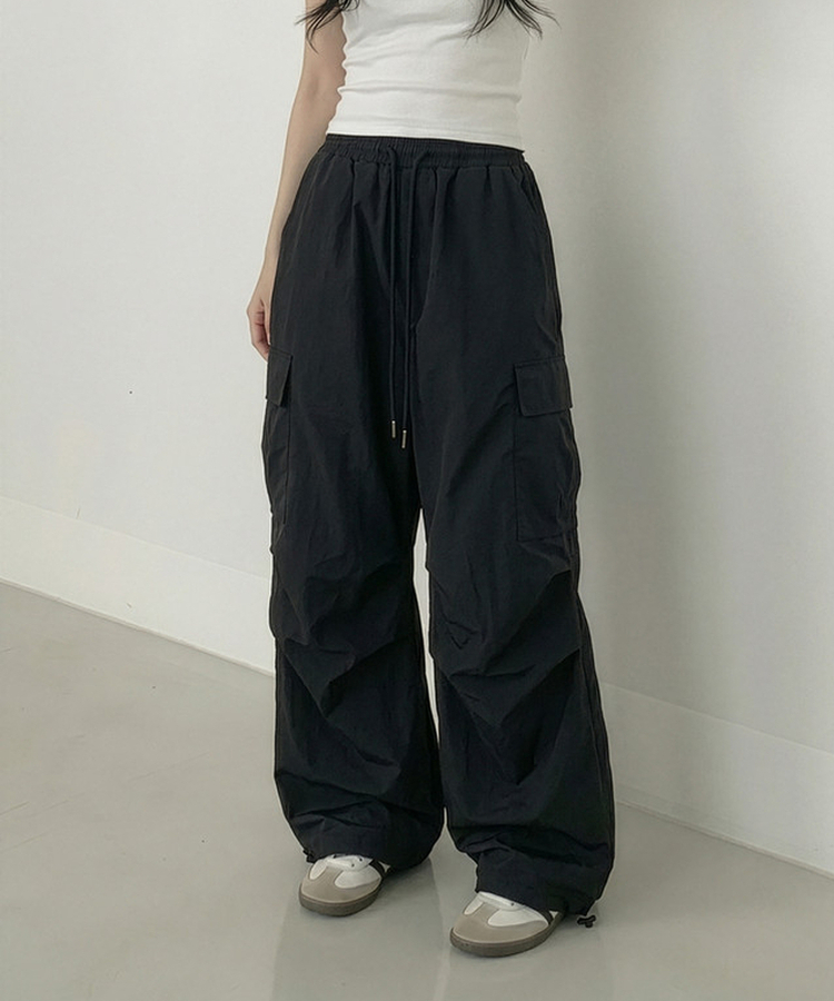 【丈別】バンディングパラシュートパンツ BLACK