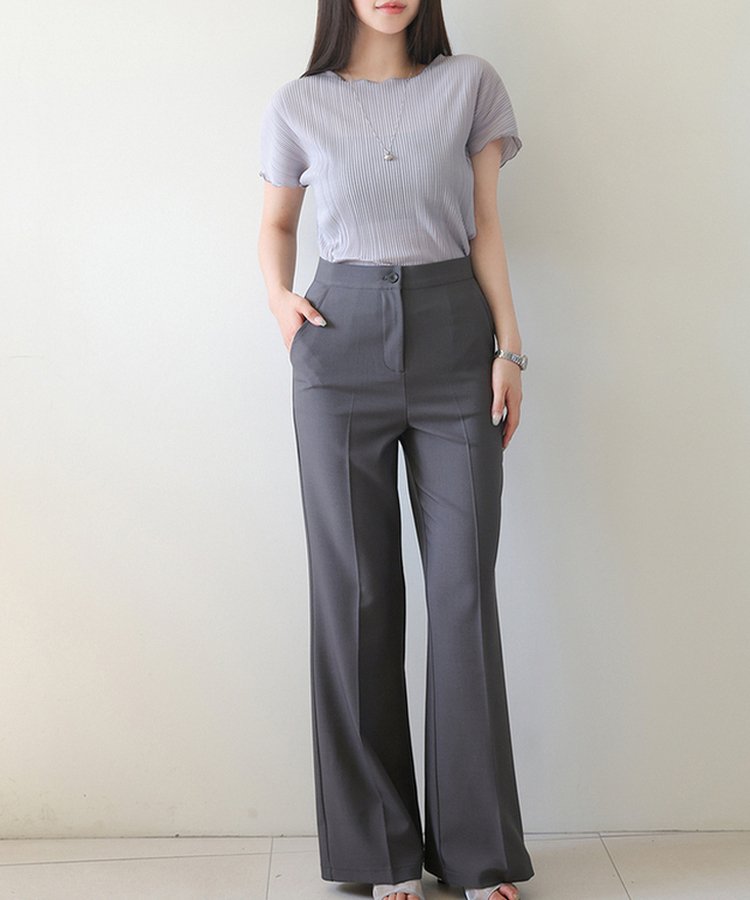 【SET】ブーツカットスラックス ラップスカート CHARCOAL
