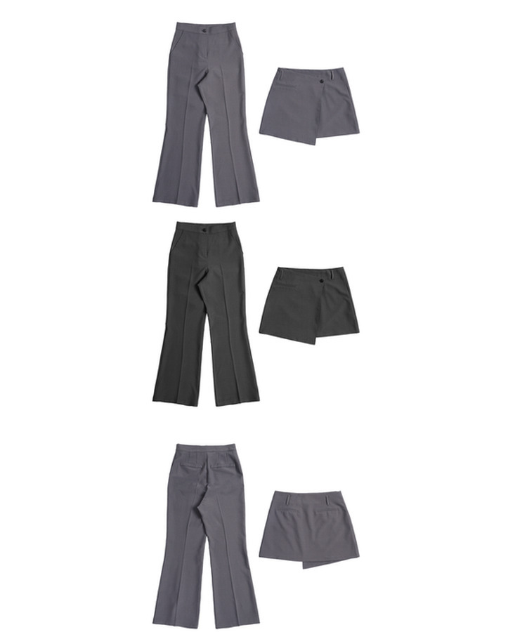 【SET】ブーツカットスラックス ラップスカート