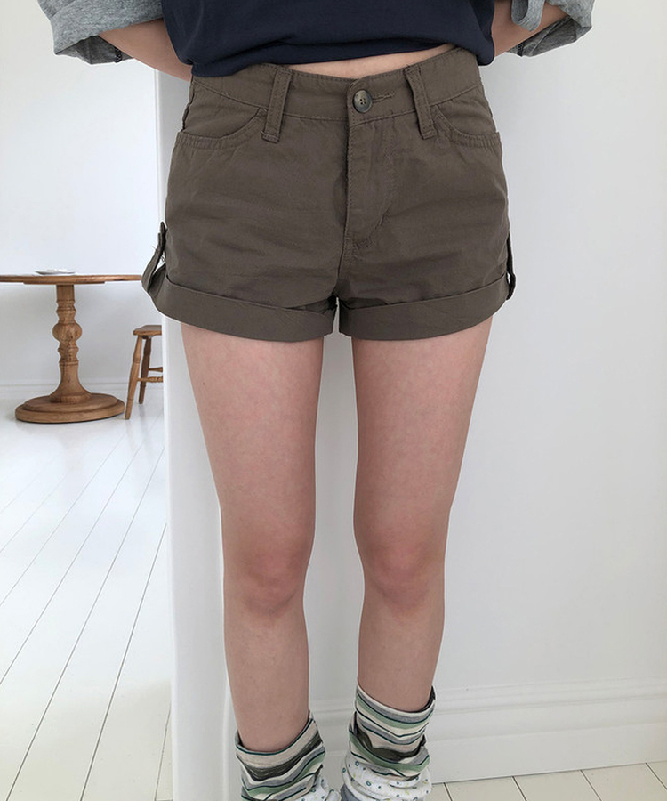 ロールアップショートパンツ KHAKI