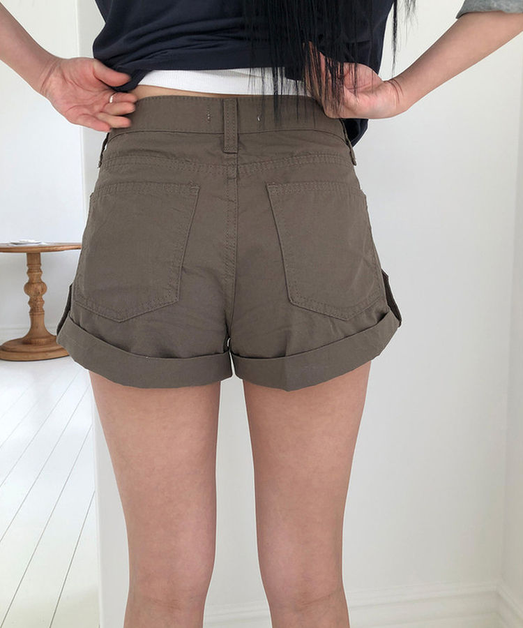 ロールアップショートパンツ KHAKI