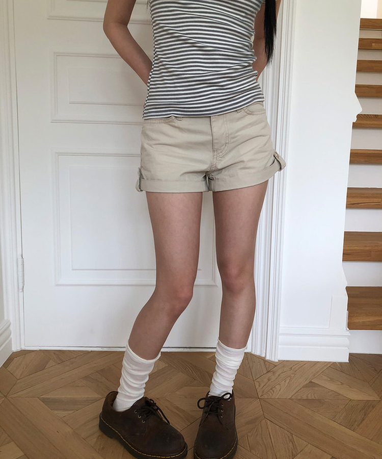 ロールアップショートパンツ BEIGE