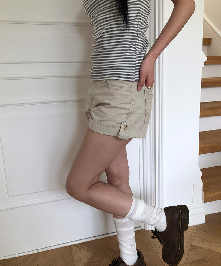 ロールアップショートパンツ BEIGE