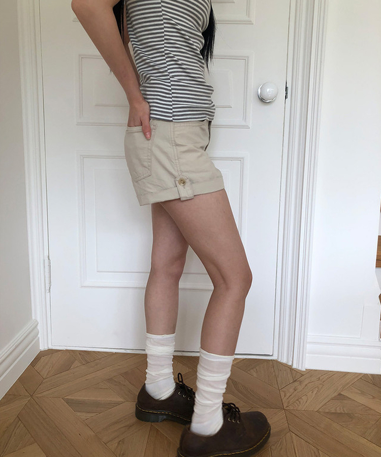 ロールアップショートパンツ BEIGE