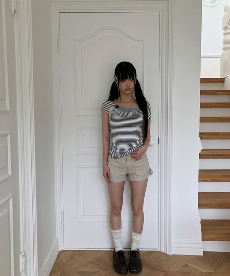 ロールアップショートパンツ BEIGE