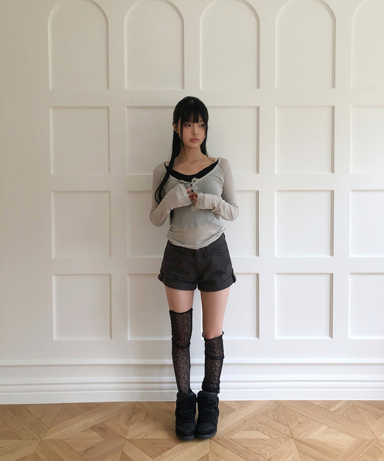 ロールアップショートパンツ CHARCOAL