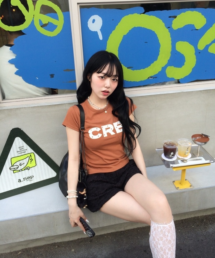 【❤️MADE】CRB 프린팅 반팔 티셔츠 카라멜 브라운