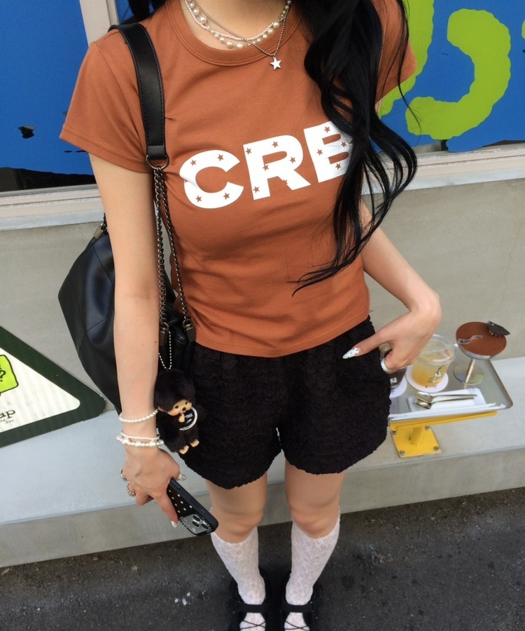 【❤️MADE】CRB 프린팅 반팔 티셔츠 카라멜 브라운