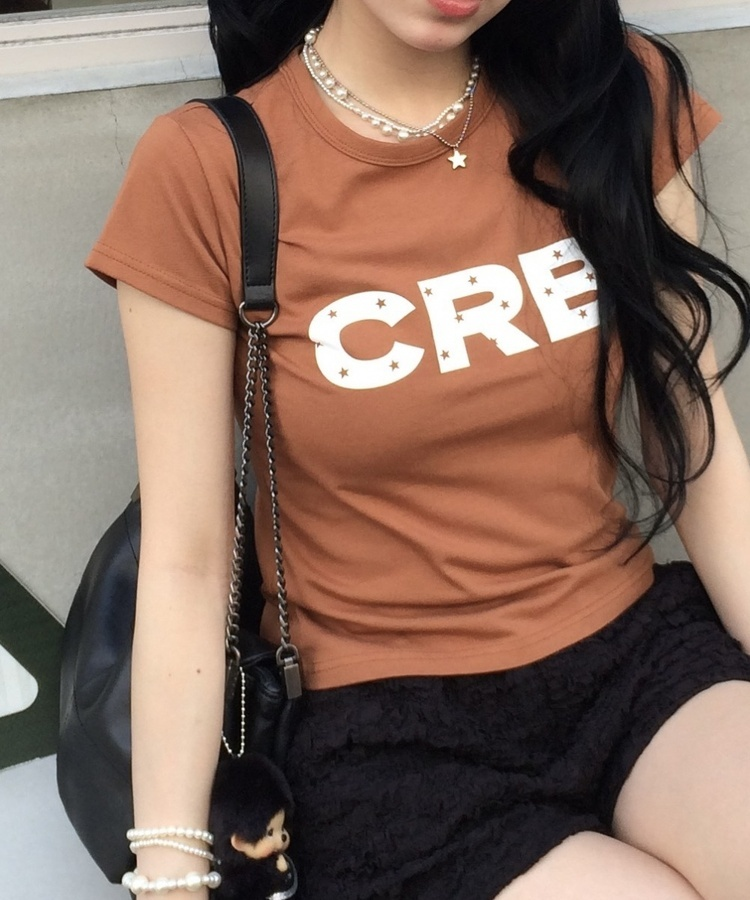 【❤️MADE】CRB 프린팅 반팔 티셔츠 카라멜 브라운