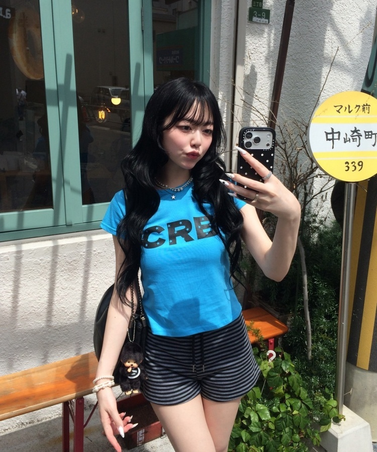 【❤️MADE】CRB 프린팅 반팔 티셔츠 아쿠아 블루