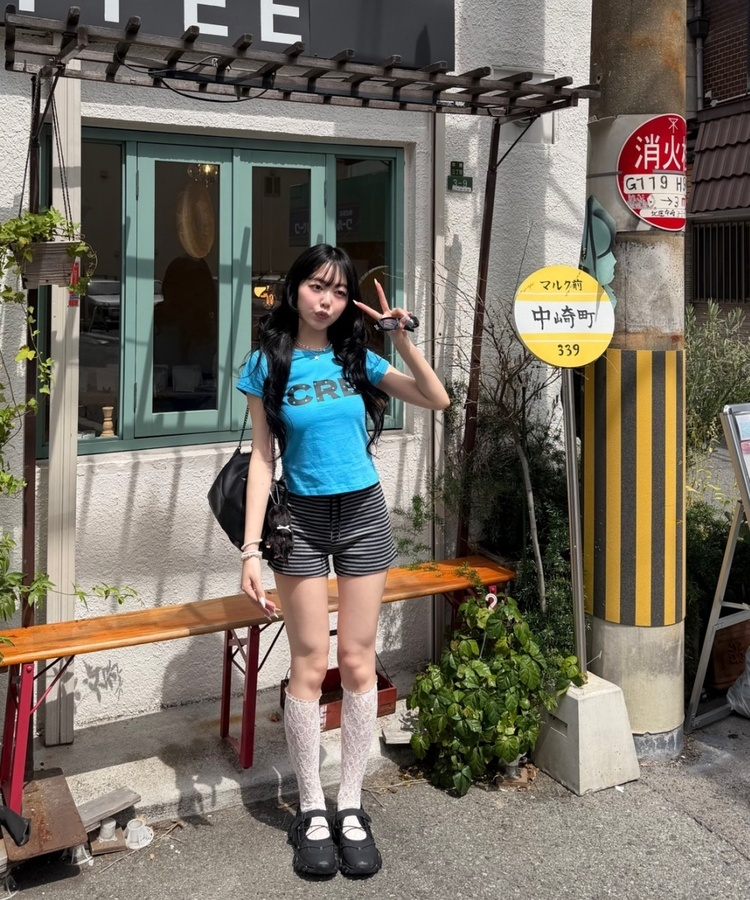 【❤️MADE】CRB 프린팅 반팔 티셔츠 아쿠아 블루