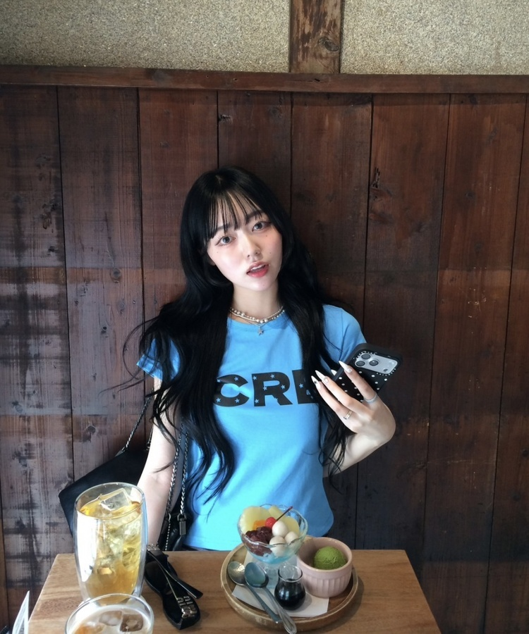 【❤️MADE】CRB 프린팅 반팔 티셔츠 아쿠아 블루