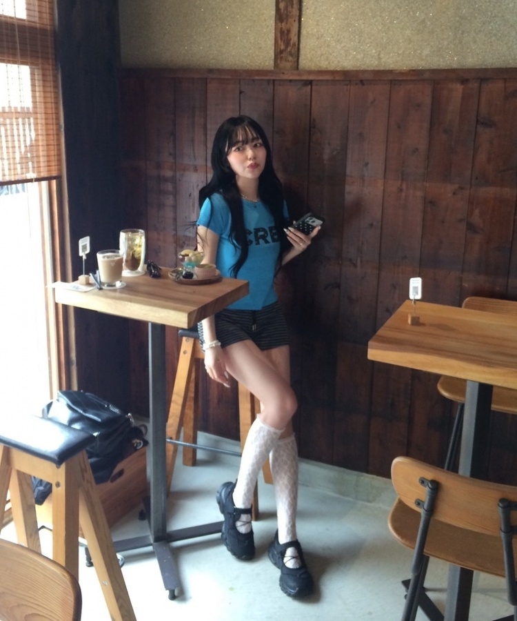 【❤️MADE】CRB 프린팅 반팔 티셔츠 아쿠아 블루
