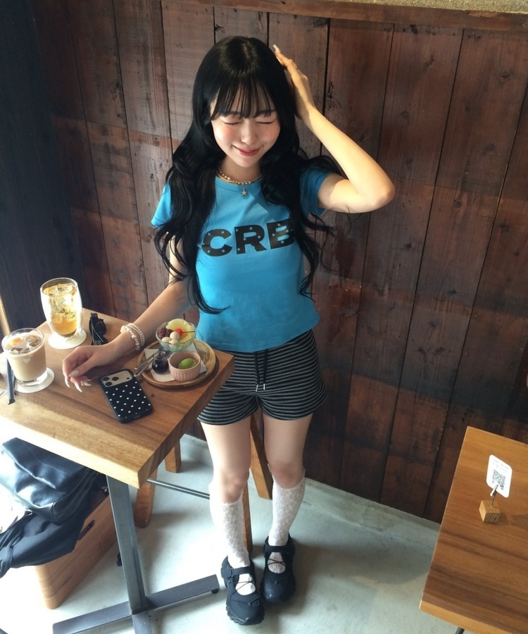 【❤️MADE】CRB 프린팅 반팔 티셔츠 아쿠아 블루