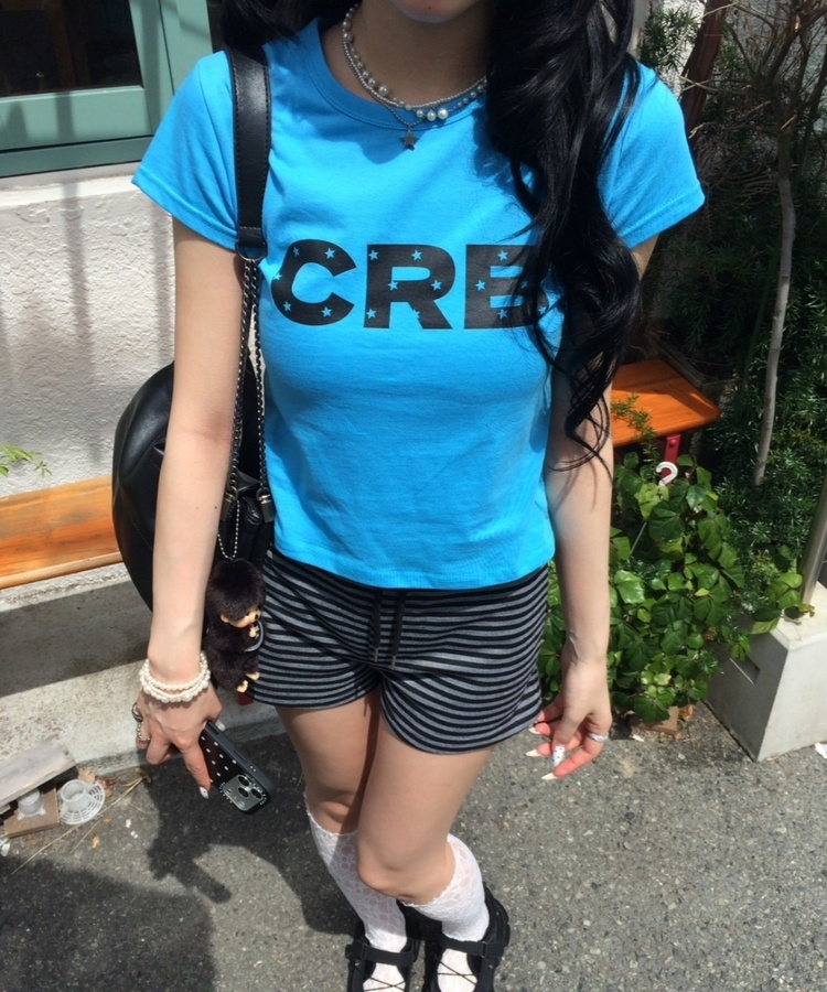 【❤️MADE】CRB 프린팅 반팔 티셔츠 아쿠아 블루