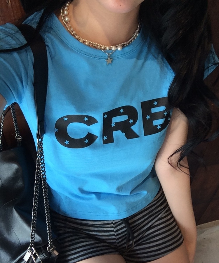 【❤️MADE】CRB 프린팅 반팔 티셔츠 아쿠아 블루
