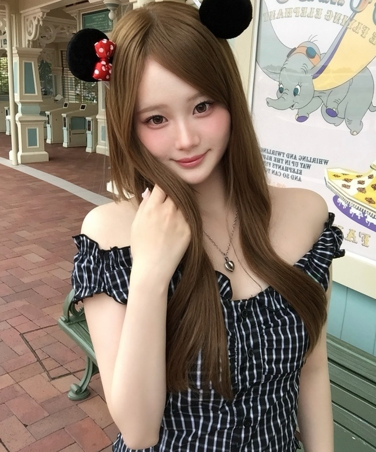 チェックフリルノースリーブブラウス BLACK