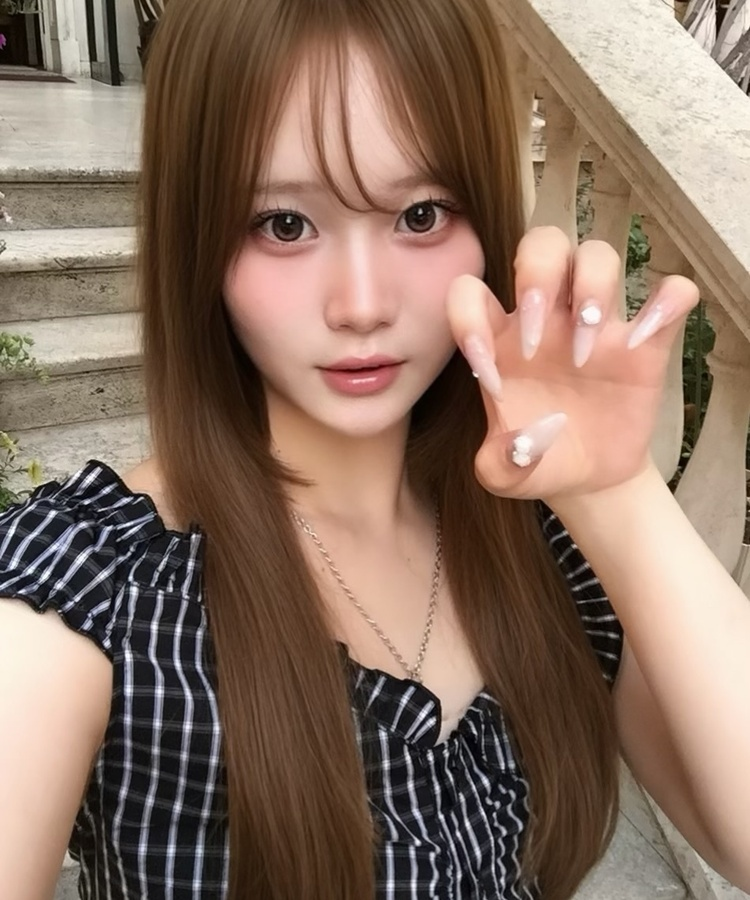 チェックフリルノースリーブブラウス BLACK