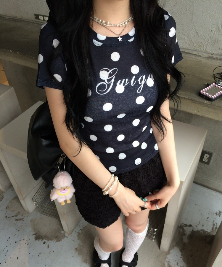 ビッグドットレタリング半袖Tシャツ BLACK