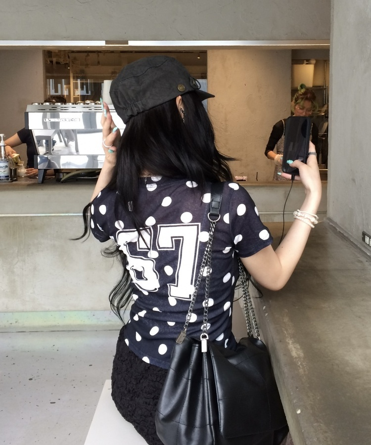 ビッグドットレタリング半袖Tシャツ BLACK