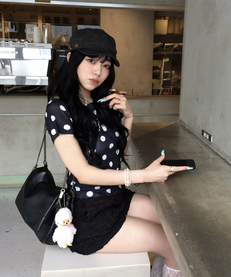 ビッグドットレタリング半袖Tシャツ BLACK