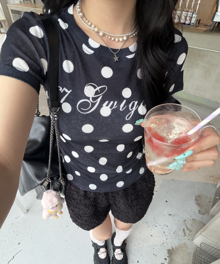 ビッグドットレタリング半袖Tシャツ BLACK