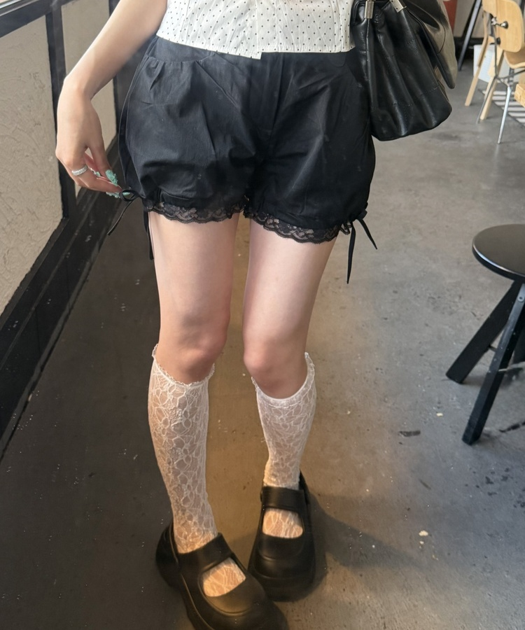 パンプキンレースショートパンツ BLACK