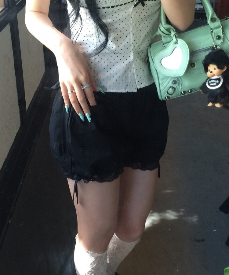 パンプキンレースショートパンツ BLACK