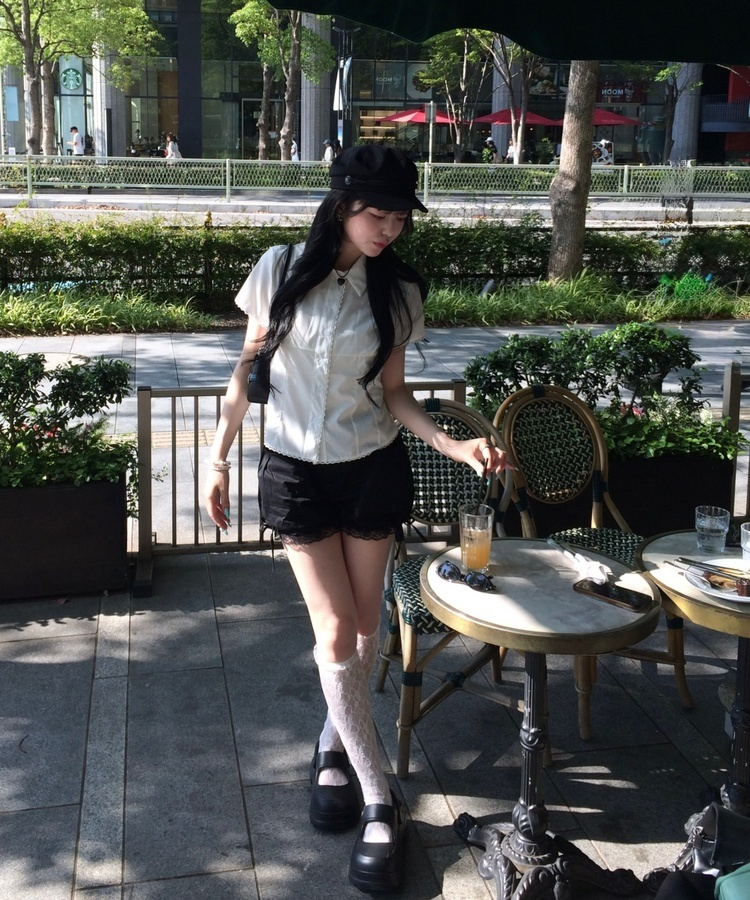 パンプキンレースショートパンツ BLACK