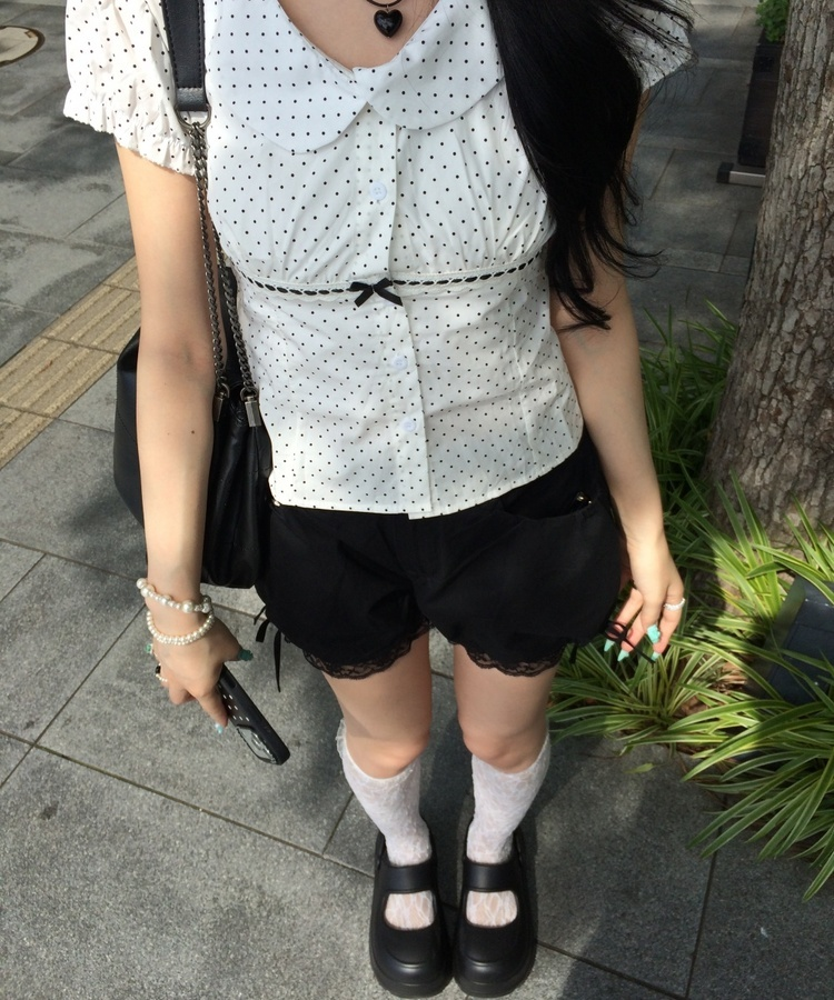 パンプキンレースショートパンツ BLACK