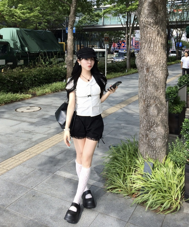 パンプキンレースショートパンツ BLACK