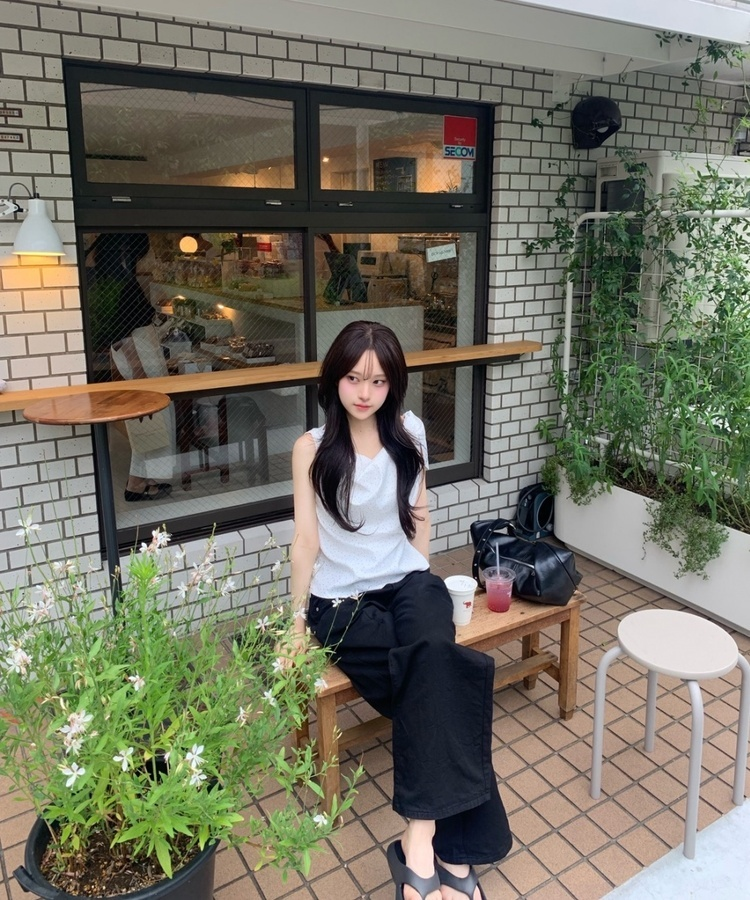ドレープネックドットトップス WHITE