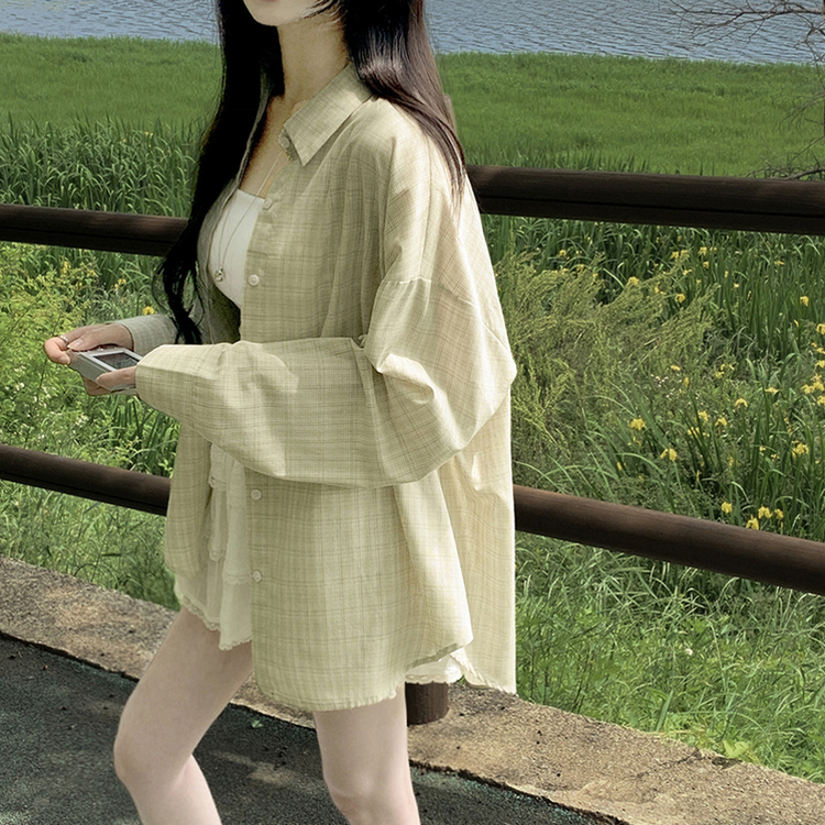 고퀄 후들후들 여름뮤트 썸머 오버핏 그린 민트 올리브 롤업 왕박시 빈티지 체크셔츠 여름아우터 살탐방지 살안타템 올리브