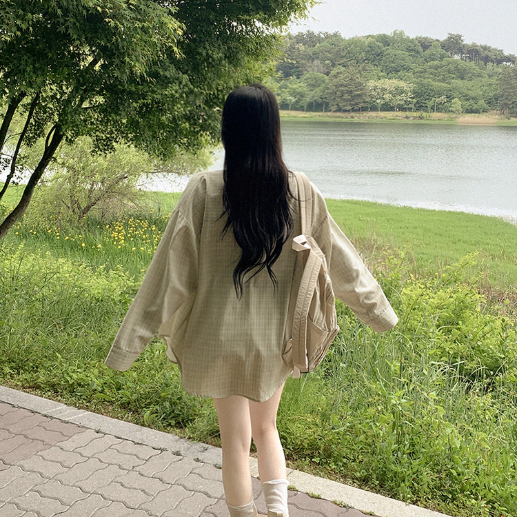고퀄 후들후들 여름뮤트 썸머 오버핏 그린 민트 올리브 롤업 왕박시 빈티지 체크셔츠 여름아우터 살탐방지 살안타템 올리브
