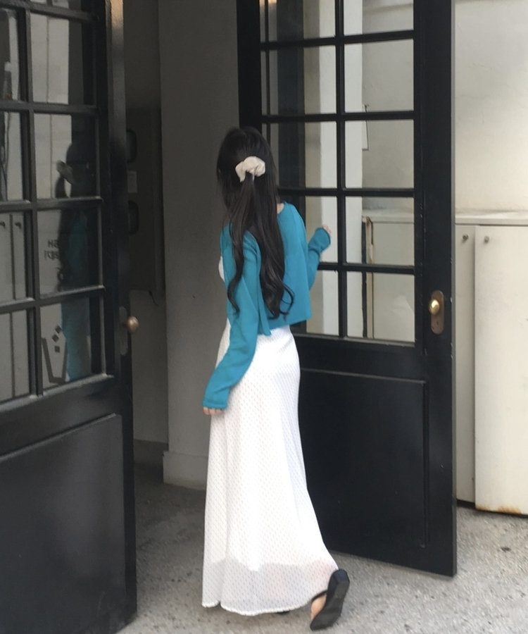 피오르 숄 여리핏 볼레로 니트가디건 7color 블루
