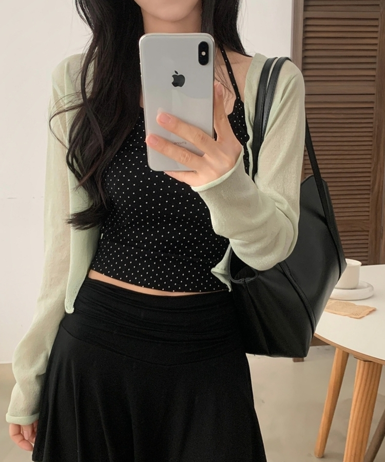 피오르 숄 여리핏 볼레로 니트가디건 7color 민트