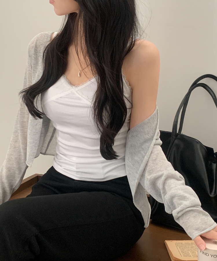 피오르 숄 여리핏 볼레로 니트가디건 7color 그레이