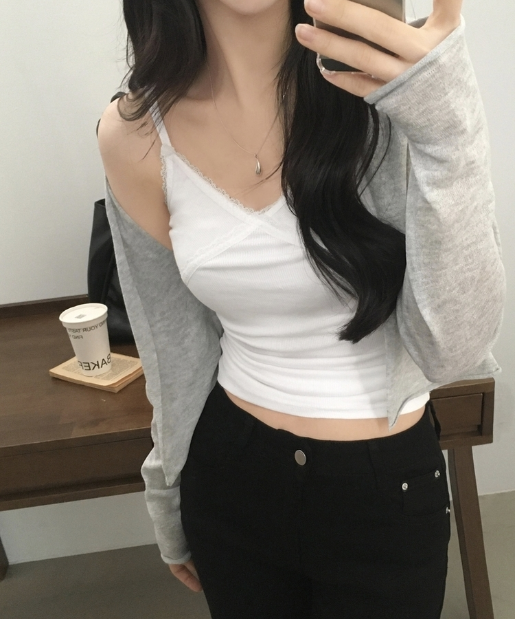 피오르 숄 여리핏 볼레로 니트가디건 7color 그레이