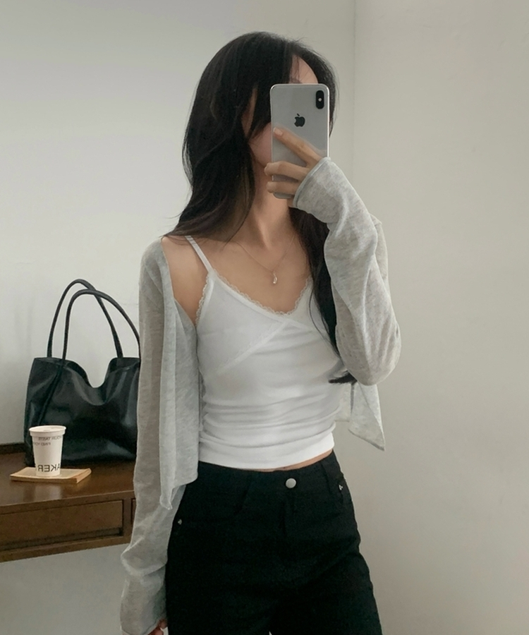 피오르 숄 여리핏 볼레로 니트가디건 7color 그레이