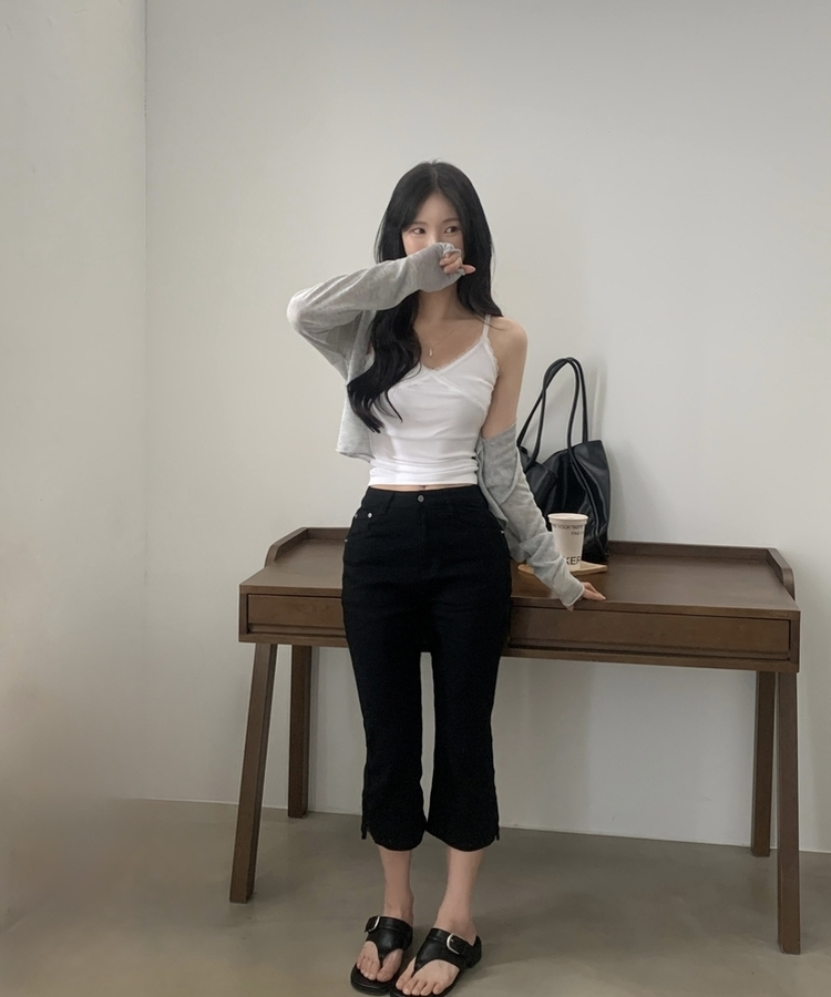 피오르 숄 여리핏 볼레로 니트가디건 7color 그레이