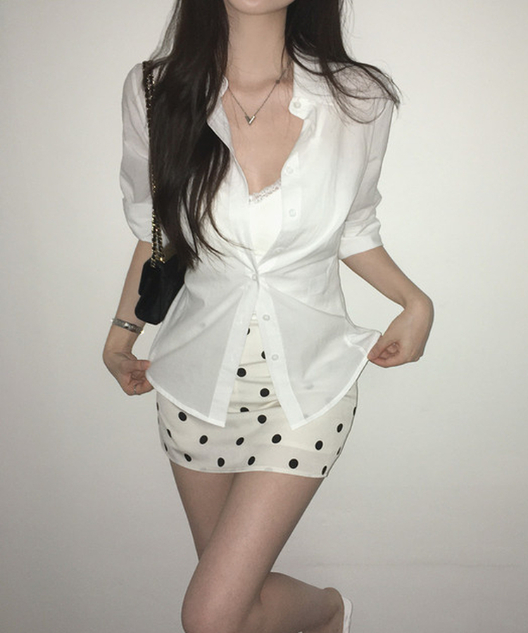 ハイウエストドットミニスカート IVORY