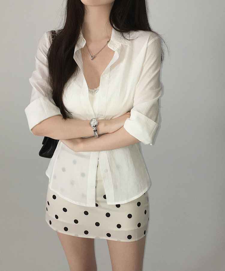 ハイウエストドットミニスカート IVORY