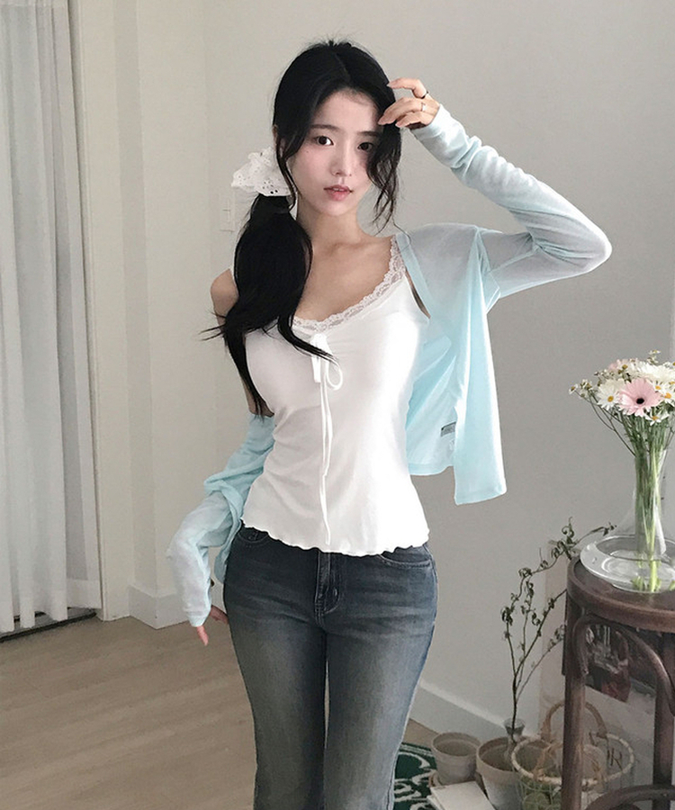 루츠 레이스 셔링 나시민트 살안타 가디건 세트 민트