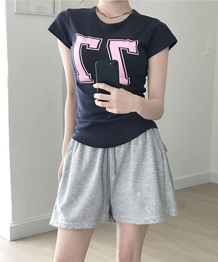 ナンバーレタリング半袖Tシャツ NAVY