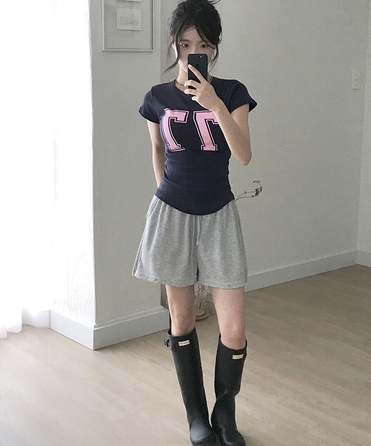 ナンバーレタリング半袖Tシャツ NAVY