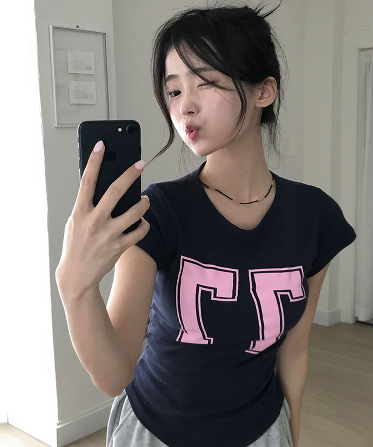 ナンバーレタリング半袖Tシャツ NAVY