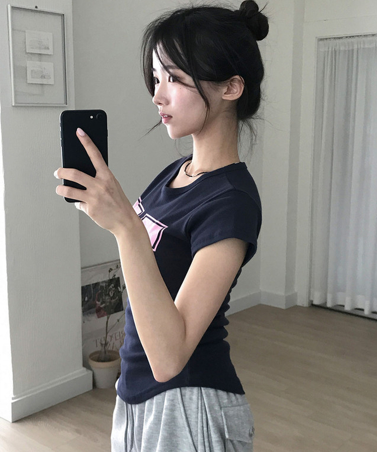 ナンバーレタリング半袖Tシャツ NAVY