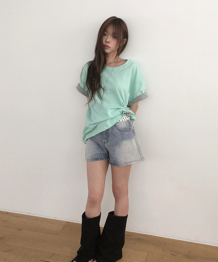 ヴィンテージAラインデニムショートパンツ LIGHT BLUE